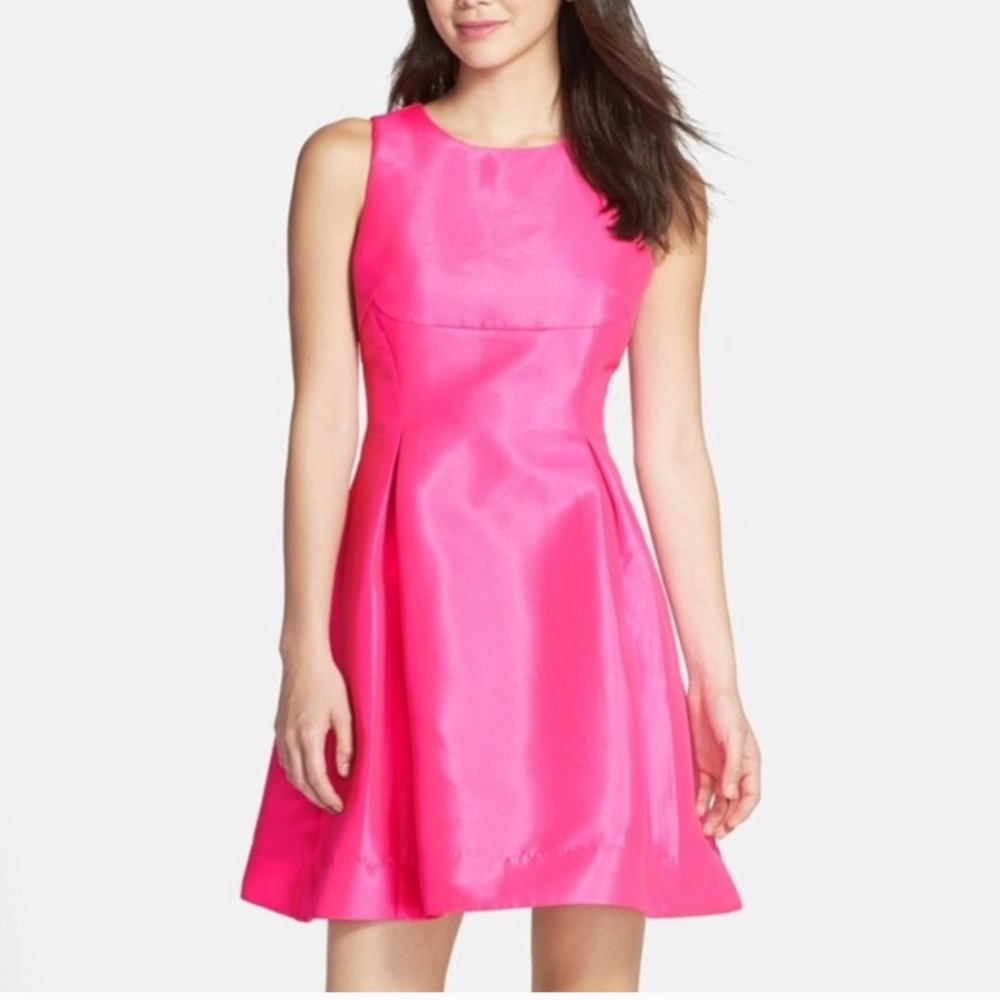 Kaya & Sloane satin pink fit and flare dress